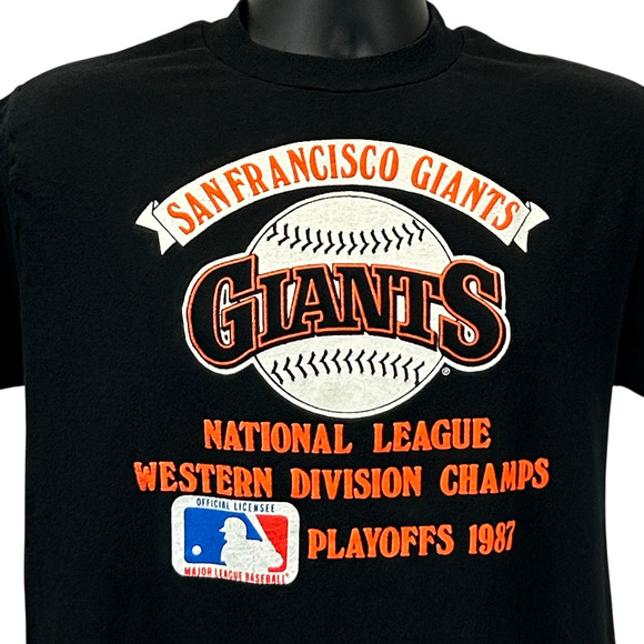 Vintage San Francisco SF Giants 1987 T Shirt Mens M Medium Black 80s Made In USA - Picture 1 of 6